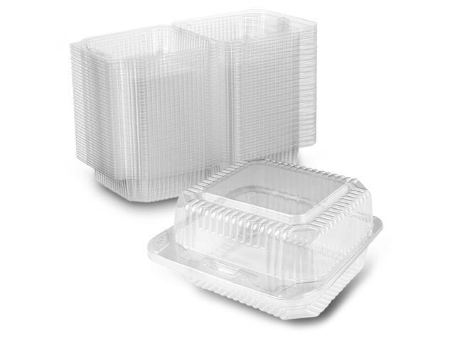 Cake Slice Container 5' x 5' x 2.75' - Clear Square Hinged Medium Deep Individual Cake Slice Containers (Pack of 500) - Made in USA