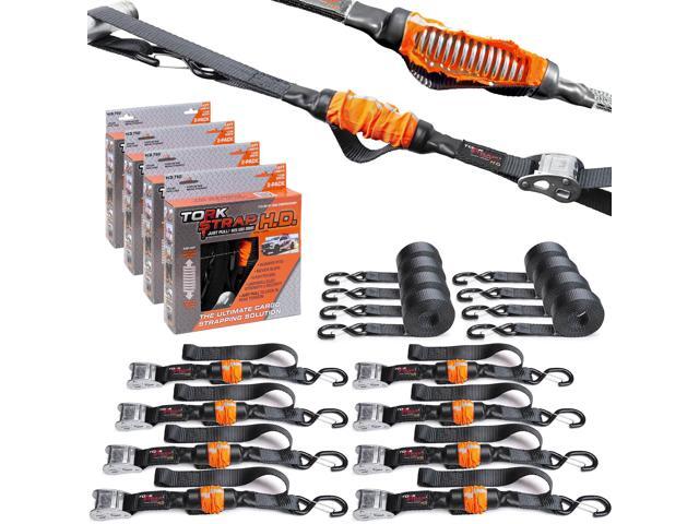 14' x 1.5'' Self Tensioning Tie Down Straps [Patented] - Automatically Adapt to Load Shifts - 2,250LB Break Strength - Pull Alternative to Ratchet...