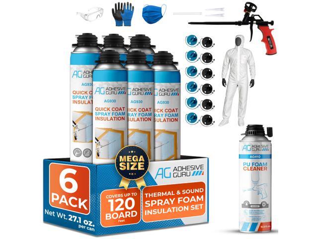 QuickCoat Closed Cell Spray Foam Insulation Kit for Wall6x32.8oz(930g) Covers 120 Board FtDIY Expanding Sealant Set, Insulates Heat & Sound, Fills...