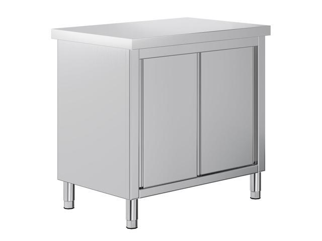 36' x 24' x 33.5' Stainless Steel Work Table with Cabinet, Stainless Steel Table Cabinet with Sliding Doors for Prep Work for Home, Restaurant,...