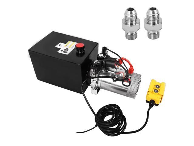 Hydraulic Pump 8 Quart 2 Gallon Hydraulic Power Unit Double Acting Metal Reservoir Dump Trailer Pump 12V DC Hydraulic Power Pump for Dump Trailer...
