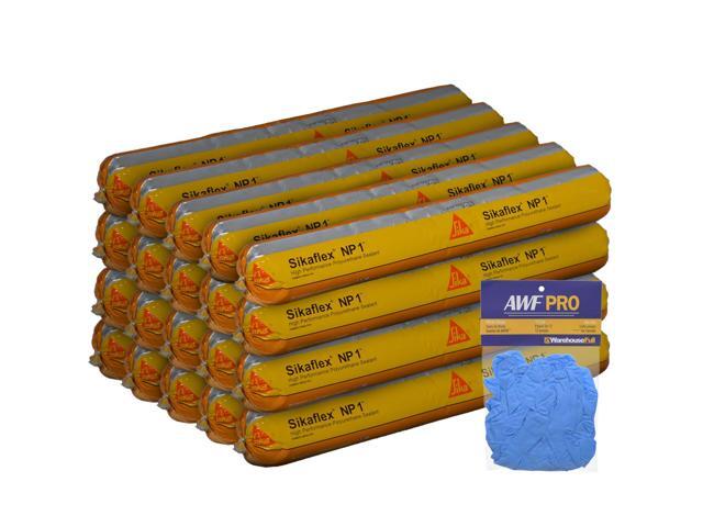 Sikaflex NP1 with Gloves - Stone 20oz Polyurethane Sealant Non Sag, Flexible, Elastomeric Acoustic Sealant, Pack of 20