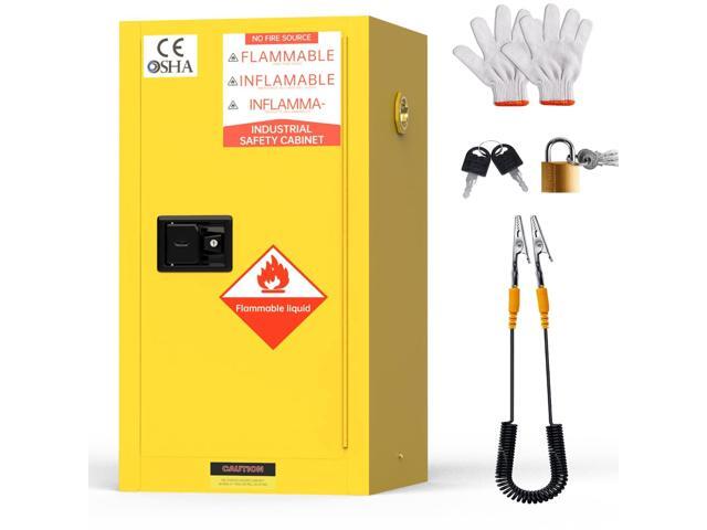 45 Gallon Flammable Storage Cabinet, Double Wall Steel Fire Cabinet 36' x 25' x 20' 3-Point Latching Lock, Leakproof Sump & ESD Ground Wire for...