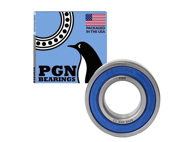 PGN (50 Pack) 6206-2RS Bearing - Lubricated Chrome Steel Sealed Ball Bearing - 30x62x16mm Bearings with Rubber Seal & High RPM Support