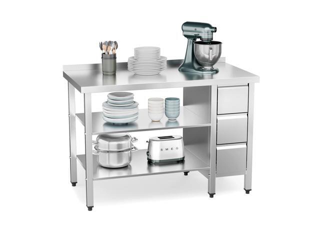 39' X 24' Stainless Steel Table with 3 Drawers, Backsplash & Undershelf for Home Kitchen Restaurant Hotel Garage Warehouse (39' X 24')
