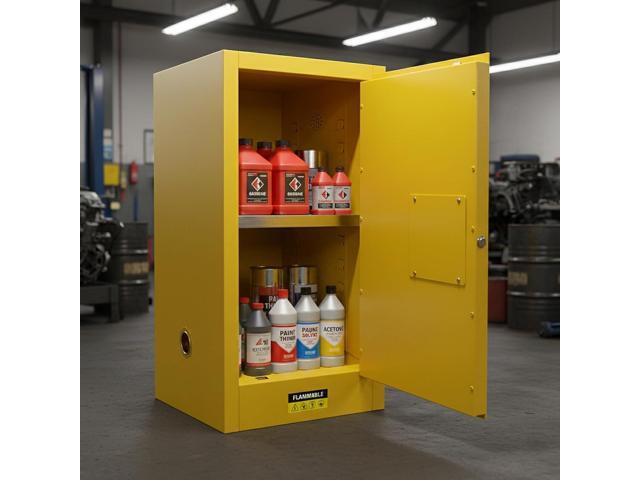 30 Gallon OSHA Flammable Storage Cabinet 36x23x23 Double-Wall Steel Fire Cabinet with 3-Point Lock, Leak-Proof Sump & ESD Grounding Cable for...