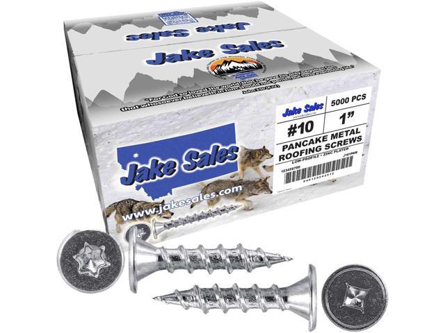 10 x 1 Low Profile Pancake Head Roofing Screws - Wood to Metal - for Standing Seam Roofs - Zinc Plated - 20 X 250 Bags - 5,000 Screws
