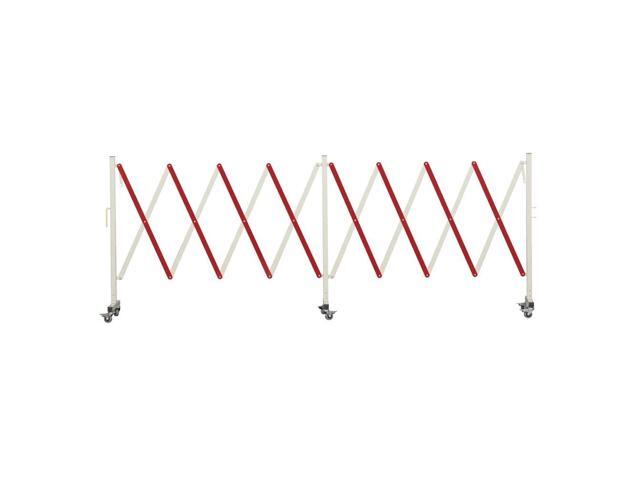 Trafford Industrial Expandable Metal Barricade, 16 Feet, Red and White, Mobile Safety Barrier Gate, Retractable Traffic Fence