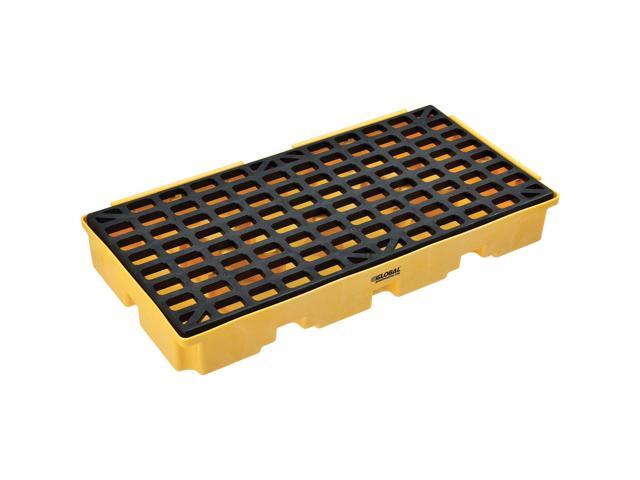 Low Profile Spill Containment Modular Platform, 2 Drum Capacity, 30 Gallon Liquid Capacity, 5000 Lbs Weight Capacity, 51.5'W x 26.25'D x 6.5'H, Yellow