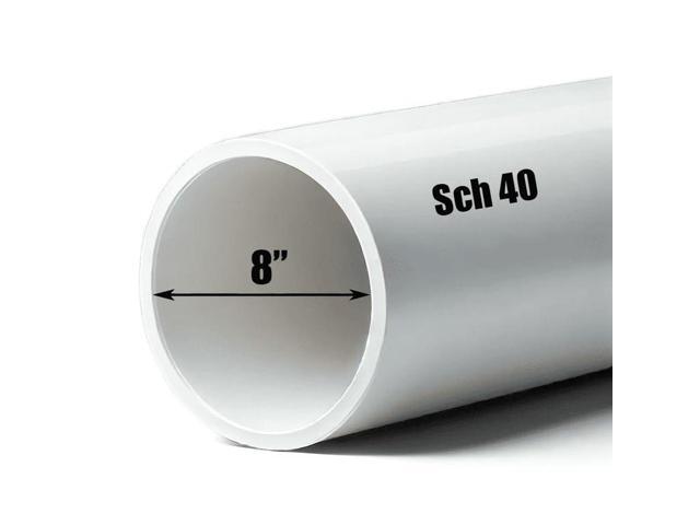 8 Inch Schedule 40 PVC Pipe White Rigid for Culverts, Drainage, Sewer, Stormwater, & DWV (8.625' OD x 7.981' ID)