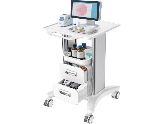 Medical Trolley Cart with Drawers, Hospital Mobile Ultrasound Cart with Trays & 4 Silent Swivel Wheels, 220 LBS Load Portable Storage Drawer for.