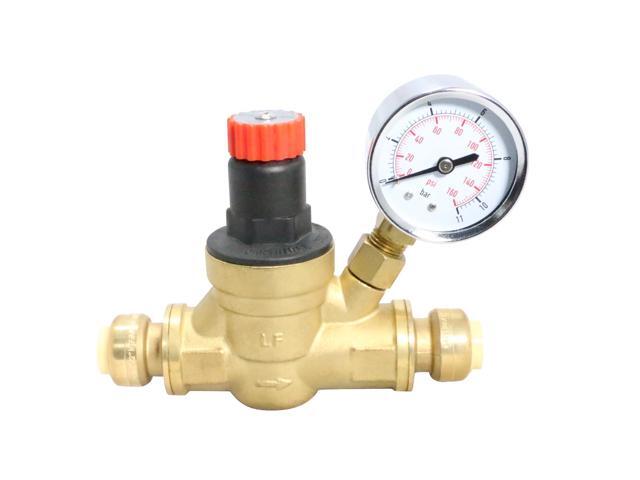 5 Pcs 1/2 Inch Push Fit Water Pressure Regulator Valve with Gauge, 3-4-2=5XX