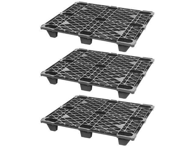 3 Pack Heavy Duty 48' L x 40' W x 5' H Recycled High Density Polyethylene Pallets 3,500lb Static Weight Load Capacity Per Pallet
