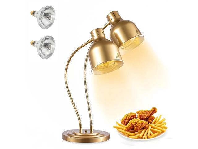 Food Heat Lamp [500W Bulbs] Commercial Food Warming Lamp for Catering, Buffet, Restaurant - Dual-Head Adjustable French Fries Heating Lamp, Carving...