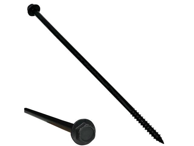 (100) 3/8 X 12 Black Hex Head Lag Wood Screws, Heavy Duty lag Bolts for Timber, Tree Houses, Fences by -Qty 100