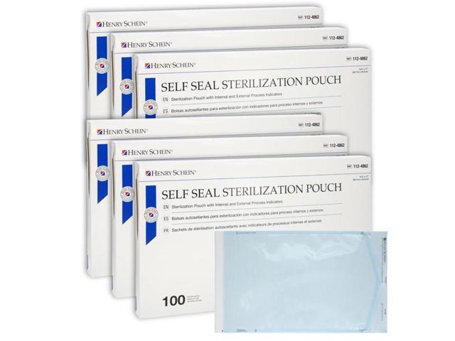 Self-Sealing Sterilization Pouches, Latex-Free, Built in Color Change Guide 10.5 in x 17 in 100/Bx, 6 Boxes, 600 Count
