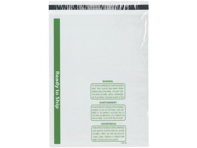 Ready to Ship 1.5 Mil Wicketed Poly Bags with Permanent Adhesive Strip and Suffocation Warning, 12' x 16' (Case of 1000)