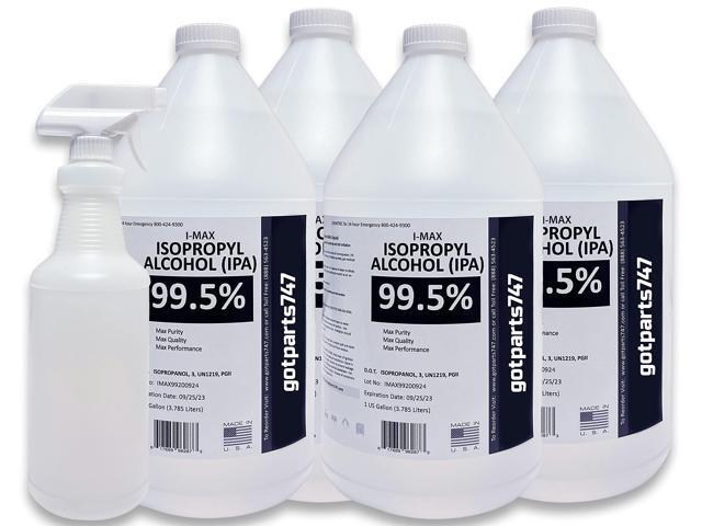 4 Gallons (4x1 case) Isopropyl Alcohol 99.5% - Made in USA High Purity IPA - Includes an Empty Trigger Spray Bottle