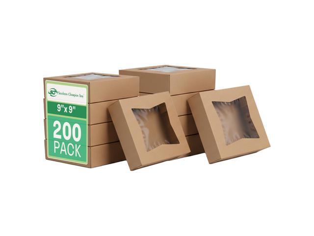 SCT Kraft Window Bakery Boxes, 9 x 9 x 2.5, Brown, Paper, 200/Carton
