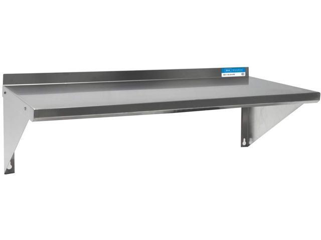 s Stainless Steel Wall Shelf, 16'x 72', 18 Gauge T-430 Steel, NSF Commercial Kitchen Food Service Use, 1.5' Backsplash, Angle Supports, BKWSE-1672