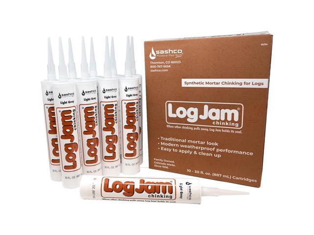 Log Jam Acrylic Latex Chinking Caulk, 30 oz Cartridge, Light Gray (Pack of 10)