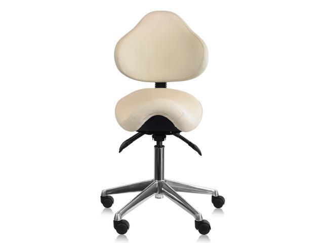 Ergonomic Saddle Chair with Back Rolling Office Task Stool Adjustable Height Tilt Recline Padded Seat for Medical Professionals, Dentists, and.