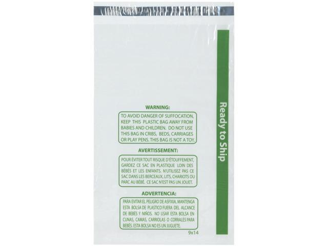 Ready to Ship 1.5 Mil Wicketed Poly Bags with Permanent Adhesive Strip and Suffocation Warning, 9' x 14' (Case of 1000)