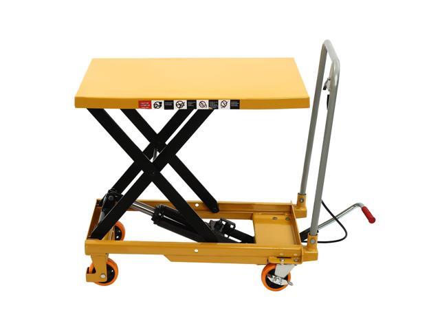 500LBS Hydraulic Lift Table Cart, Lifting Height Hydraulic Material Lift Pallet Truck with 4 Locking Wheels for Material Handling and Transportation