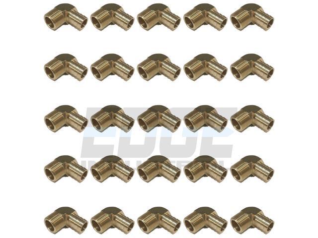 3/4' Hose ID to 3/4' Male NPT MNPT 90 Degree Brass Elbow Fitting Fuel/AIR/Water/Oil/Gas/WOG (Qty 25)