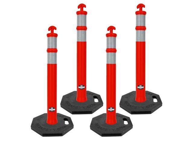 RK DPOST2T Polyethylene Portable Delineator Post with 13 lbs Octagonal Rubber Base, 42' Height (Set of 4, Orange)