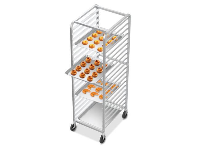 Upgraded 20-Tier Full/Half Sheet Pan Rack, Aluminum Bakery Rack, Speed Rack, Bakers Rack with Lockable Wheels for Home Commercial Kitchen,...