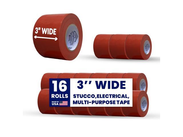 Made in USA - Wide 3 Stucco/Painters Tape. 16 Rolls - 3 x 60 Yards. 30 Day Removal NO Residue, NO Splitting on Removal - Professional Grade...