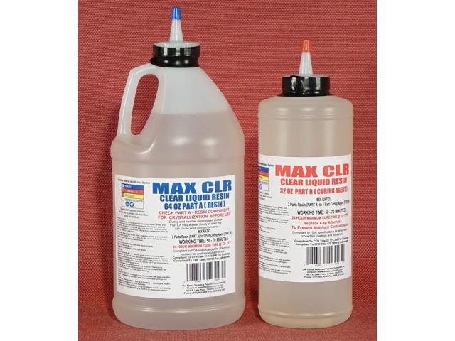 MAX CLR A/B Epoxy Resin System - 3/4 Gallon Kit - Food Safe, FDA Compliant Coating, Crystal Clear, Stain Resistant, Countertop and Tabletop...