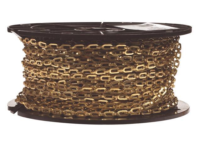 0723817 Brass Plumbers Chain on Reel, Bright, 1/0 Trade, 0.02' Diameter, 200' Length, 35 lbs Load Capacity
