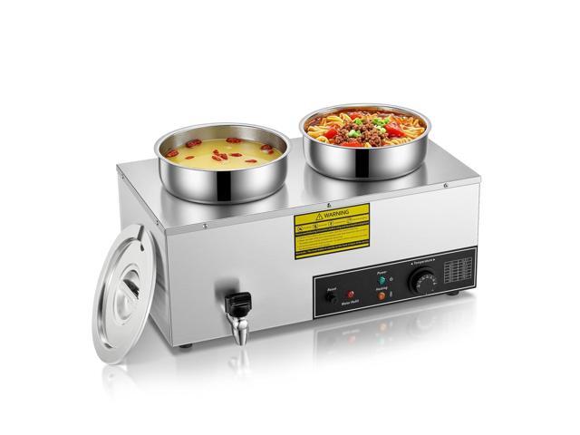 Soup Warmer Commercial, 15QT Bain Marie Double Pot Warmer for Restaurant, 1200W Stainless Steel Portable Food Warmer, Digital Temperature Control...