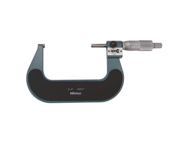 193-214 Digit Outside Micrometer, 3-4' Range, 0.0001' Graduation, ±0.00015' Accuracy, Mechanical Digit Counter, Ratchet Stop, Carbide Faces,.