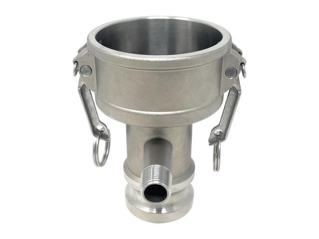 Camlock Fitting, Type DA with 1/2' Pipe Tap, Stainless Steel, 3' Female Camlock Coupler x 2' Male Camlock Adapter, (CAM-3020-DAPT05-SS)