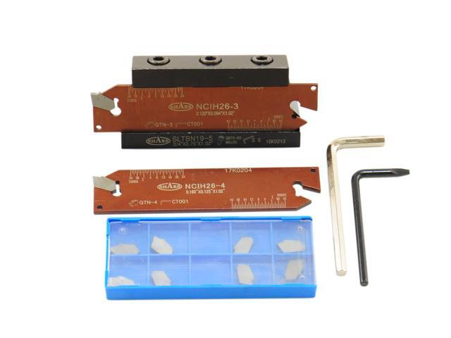 3/4' Self-Lock Block SLTBN19-5 with 5 Pcs GTN-3 and 5 Pcs Gtn-4 Inserts, Cut-off Blade NCIH26-3 and NCIH26-4 404-0461 P]