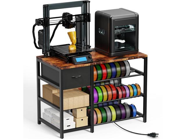 Frebomboo 3D Printer Filament Storage Rack, Versatile 3D Printer Stand Shelf with Drawer, Mobile 3-Tier Metal Filament Spool Holder, Perfect 3D.