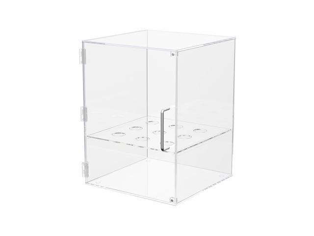 Enclosed Ice Cream Cone Cabinet Clear Acrylic for Sugar or Waffle Cones with 9 Holes Door Closure and Silver Handle by