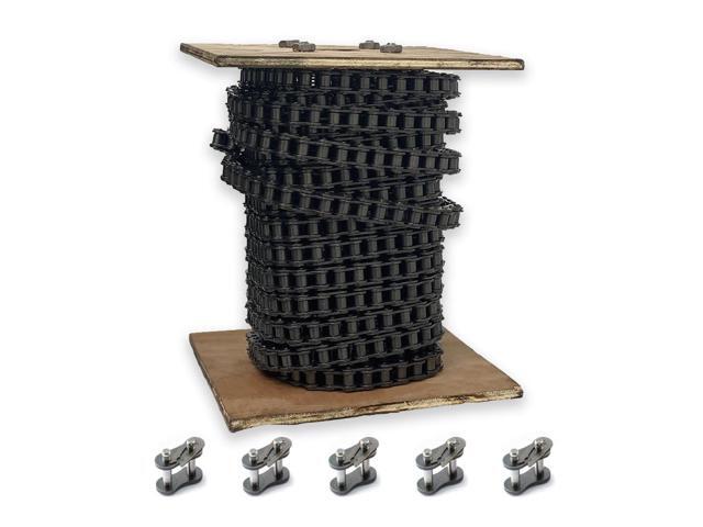 PGN #41 Roller Chain - 50 Feet + 5 Free Connecting Links - Carbon Steel Chains for Bycicles, Mini Bikes, Motorcycles, Go-Karts, Home and Industrial...