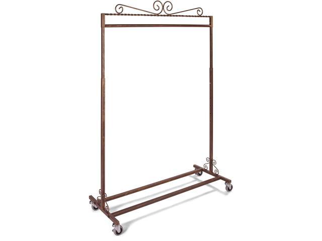Boutique Cobblestone Single-Rail Rolling Rack 48''W x 20''D x 48-66'' H- Clothing Racks - Single Rail Cobblestone Rolling Clothes Rack Heavy Duty -.