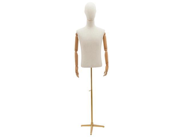 Male Dress Form Display, Male Mannequin Torso with Head & Arms 53-76 in Height Adjustable Mens Mannequin Body with Tripod Metal Stand for Store...