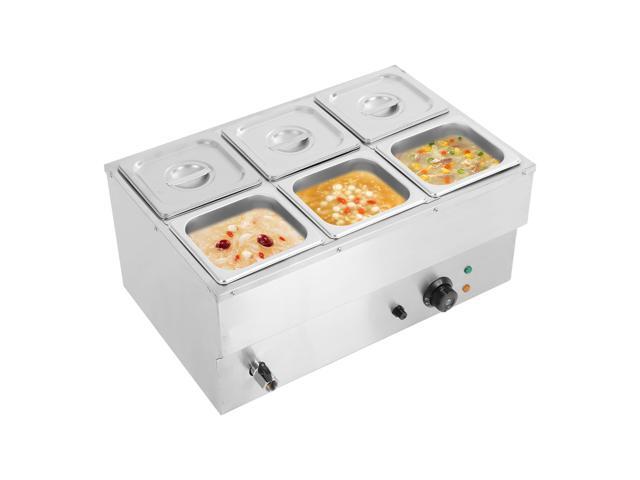 Commercial Food Warmer, Stainless Steel Bain Marie Buffet Countertop with 1500W Steam Table, 86-230 Temperature Range for Parties, Catering,...