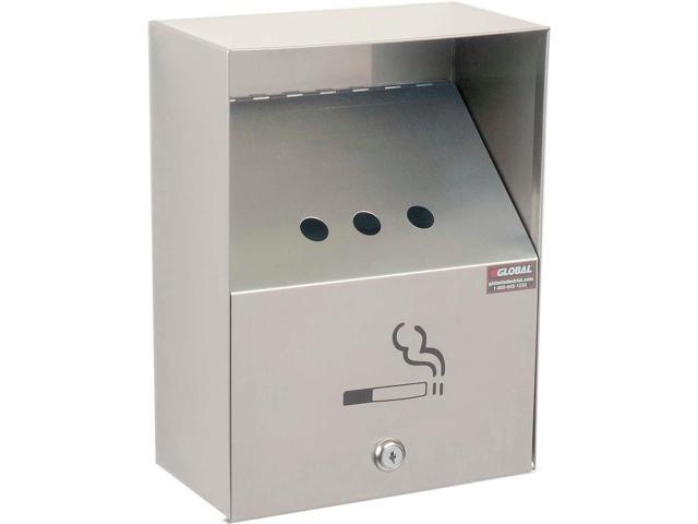 Stainless Steel Wall Mount Outdoor Ashtray, 9' W x 5' D x 13' H, Weather and Fire Resistant, 1 Gallon Capacity, Holds Over 700 Butts