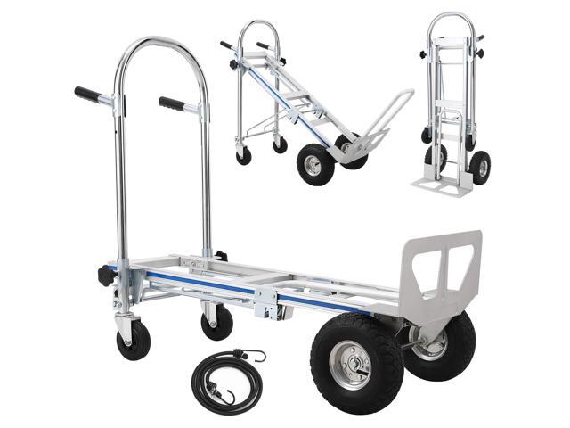 3-in-1 Aluminum Folding Hand Truck Dolly, Foldable Dolly Cart with 4 Wheels & Elastic Rope, 770lbs Load Convertible Hand Truck Cart Heavy Duty for...