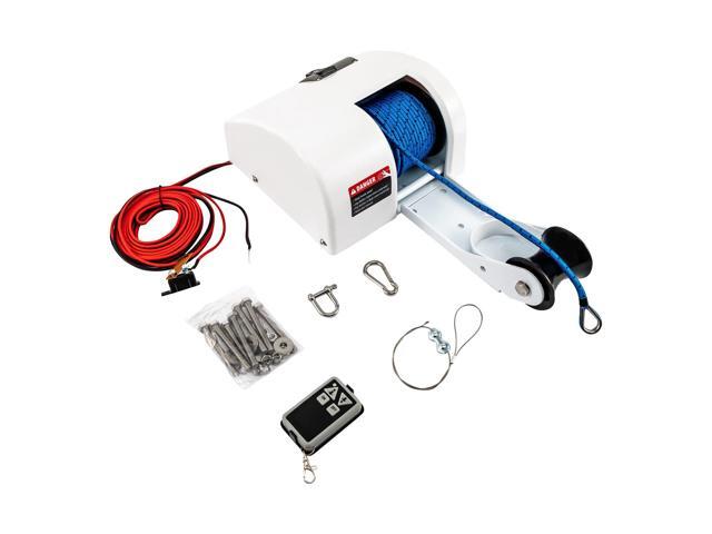Boat Anchor 12V Marine Boat Electric Anchor Winch Electric Boat Anchor Winch with Remote Control, Anchors Up to 25lbs/35lbs/45lb,White/Black