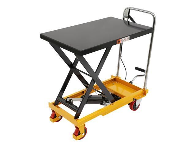 Hydraulic Lift Table, 500LBS Single Scissor Hydraulic Lifting Trolley Manual Lifting Scissors Trolleys Scissor Lift Table Cart with 4 Locking.