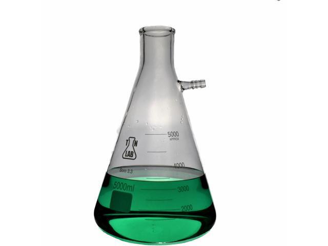 TN LAB 5L Filter Flask Borosilicate 3.3 Glass Vacuum Flask 5,000ml Heavy-Wall with Side-Arm