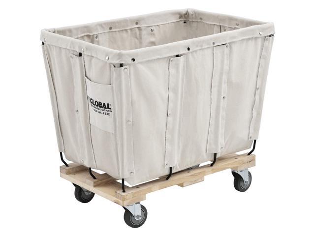 8 Bushel, Canvas Basket Bulk Truck, 34' L x 22' W x 30-1/2'H, Unassembled, Rolling Laundry Cart, Commercial Material Handling Cart with Swivel.